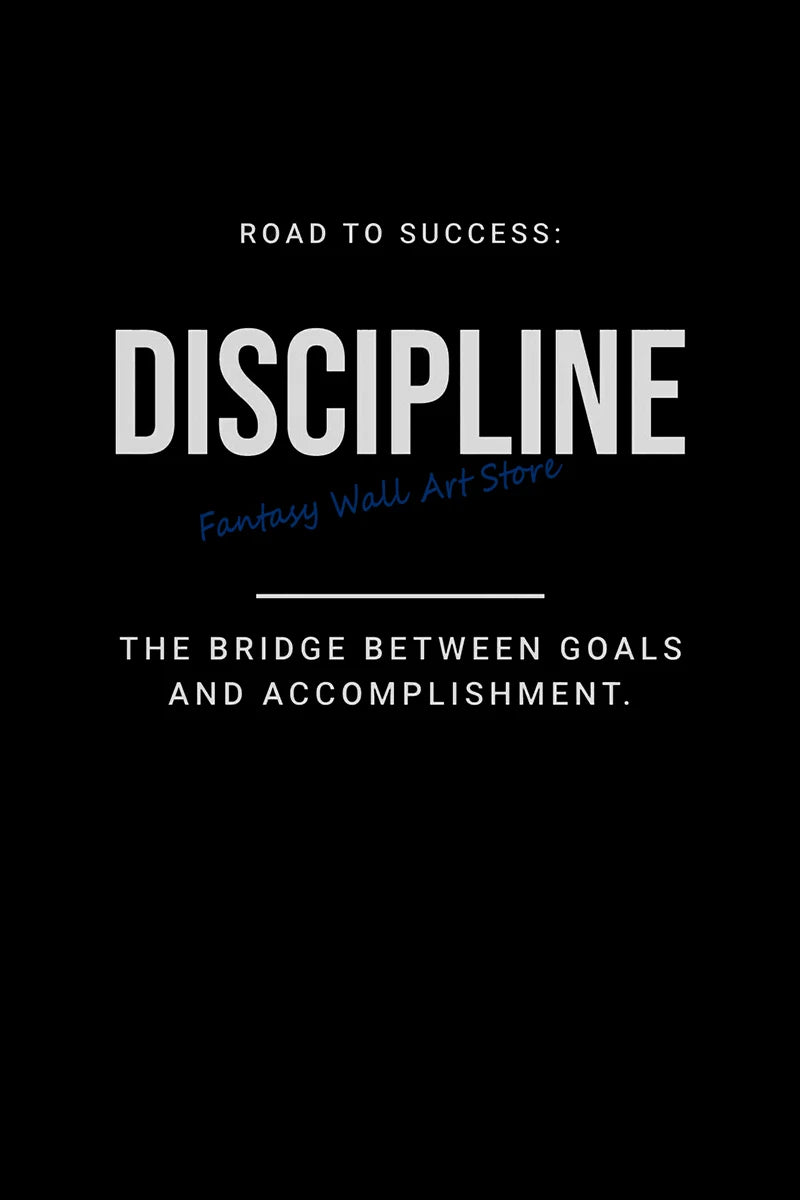Motivational canvas wall art titled Discipline with the subtitle The Bridge Between Goals and Accomplishment