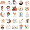 A collection of faith and Christian decals featuring Jesus, crosses, mountains, and inspirational quotes.