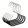 A set of five black and silver non-slip wall-mounted hooks for organizing baseball caps.