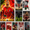 A collage of posters and artwork featuring Cristiano Ronaldo in various poses and contexts.