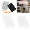 A set of nine clear acrylic magnetic photo kits, measuring 3x5 cm, shown alongside a black magnetic piece and reference photo