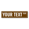 A brown rectangular sign with the text YOUR TEXT and a smaller word TEXT on the right.