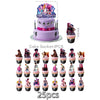 A set of 25 anime hunter girl cake toppers featuring various characters and designs.