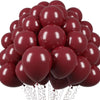 A cluster of burgundy red latex balloons tied together, ready for a wedding or celebration.