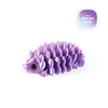 A purple articulated 3D printed hedgehog figurine with a small black eye.