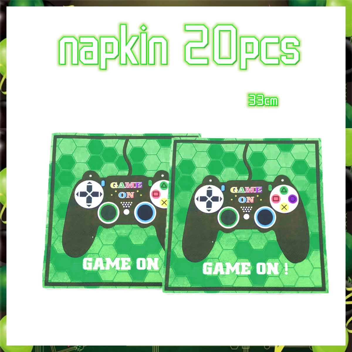Green Video Game Birthday Party Supplies Kit with Gamepad Balloons