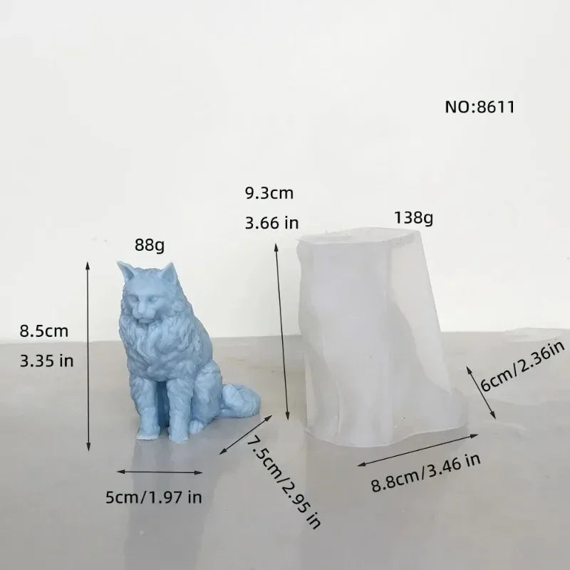 A light blue silicone mold shaped like a cat, used for DIY crafts.
