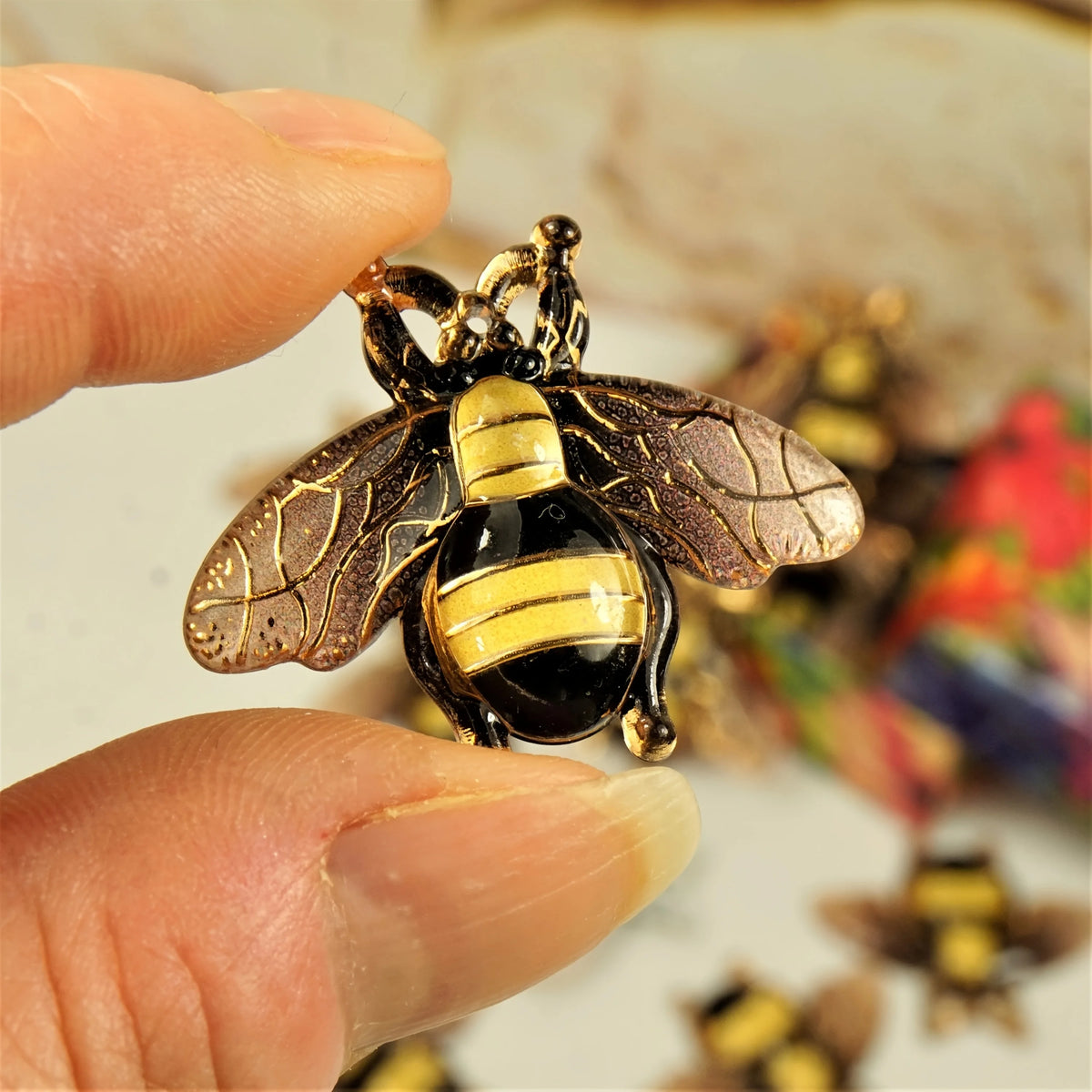 Lifelike Resin Bee Charms for Jewelry Making & DIY Crafts