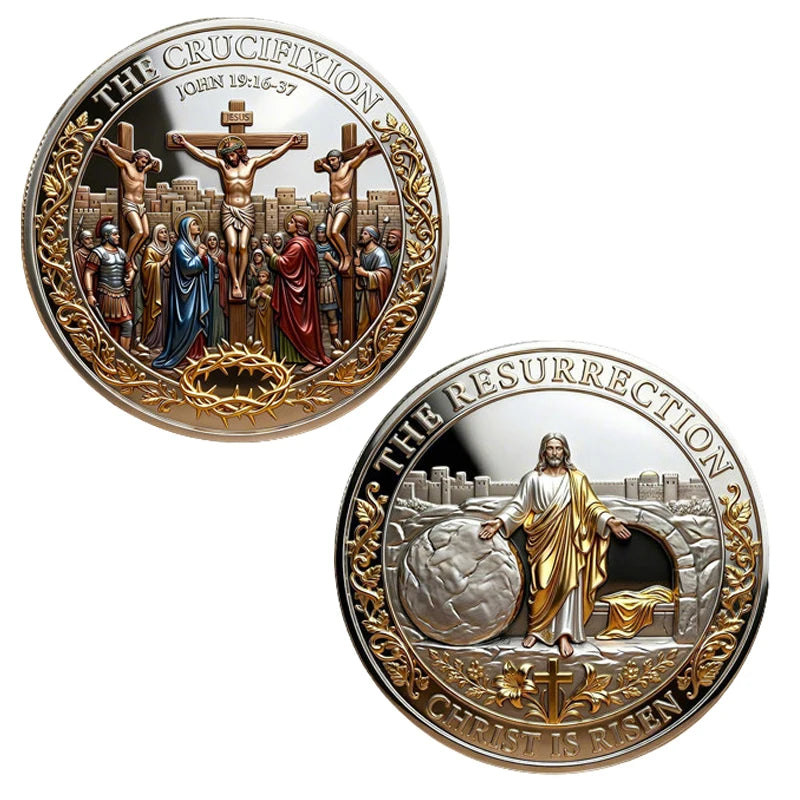 Christ Is Risen Commemorative Coin – Religious Crucifixion & Resurrection Souvenir