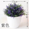 Un petit plant de bonsaï artificiel en pot avec du feuillage violet et vert, présenté sur un fond blanc.