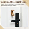 A close-up of a magnetic wooden doorbell featuring a copper bell and a black mounting plate on a white door frame.