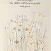 A beige canvas featuring the Bible verse Psalm 29:11 in elegant typography above a field of delicate, dried floral and grass 