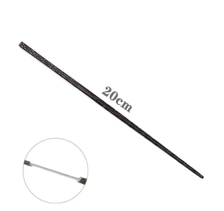 A long, thin black metal wand with a decorative pattern, shown at an angle and with a measurement of 20cm.