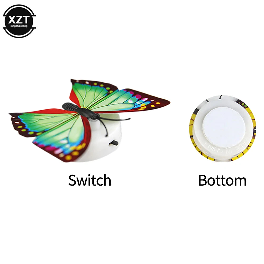 A 3D LED butterfly wall night light switch and bottom component.