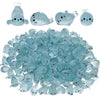 A collection of translucent blue glow in the dark resin sea animal figurines.