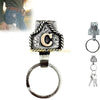 Silver western metal belt keychain featuring a large C charm and a quick-release clip.