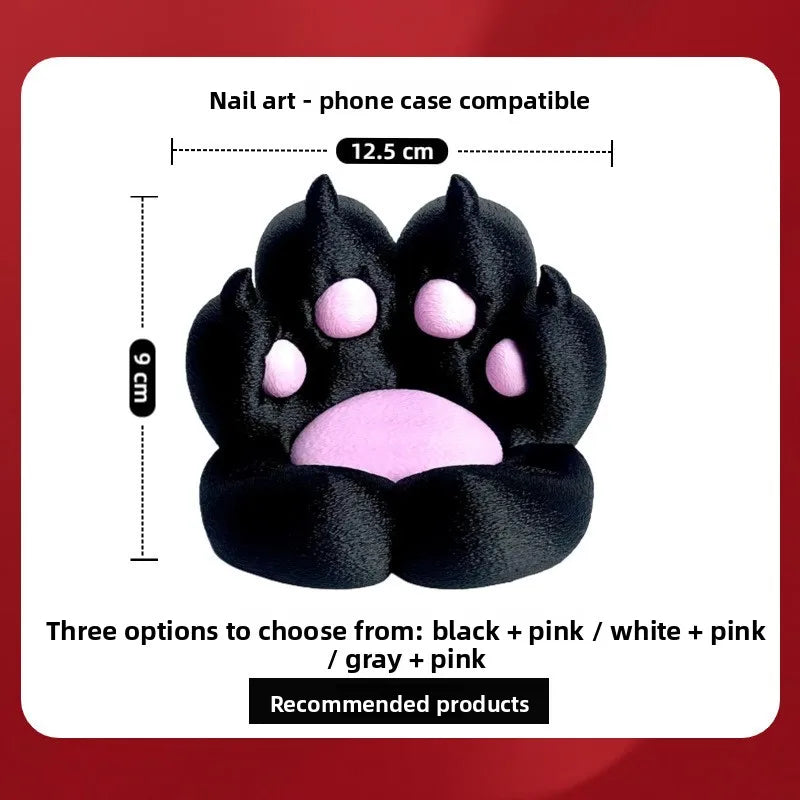 Black cat paw silicone phone case compatible accessory with pink accents