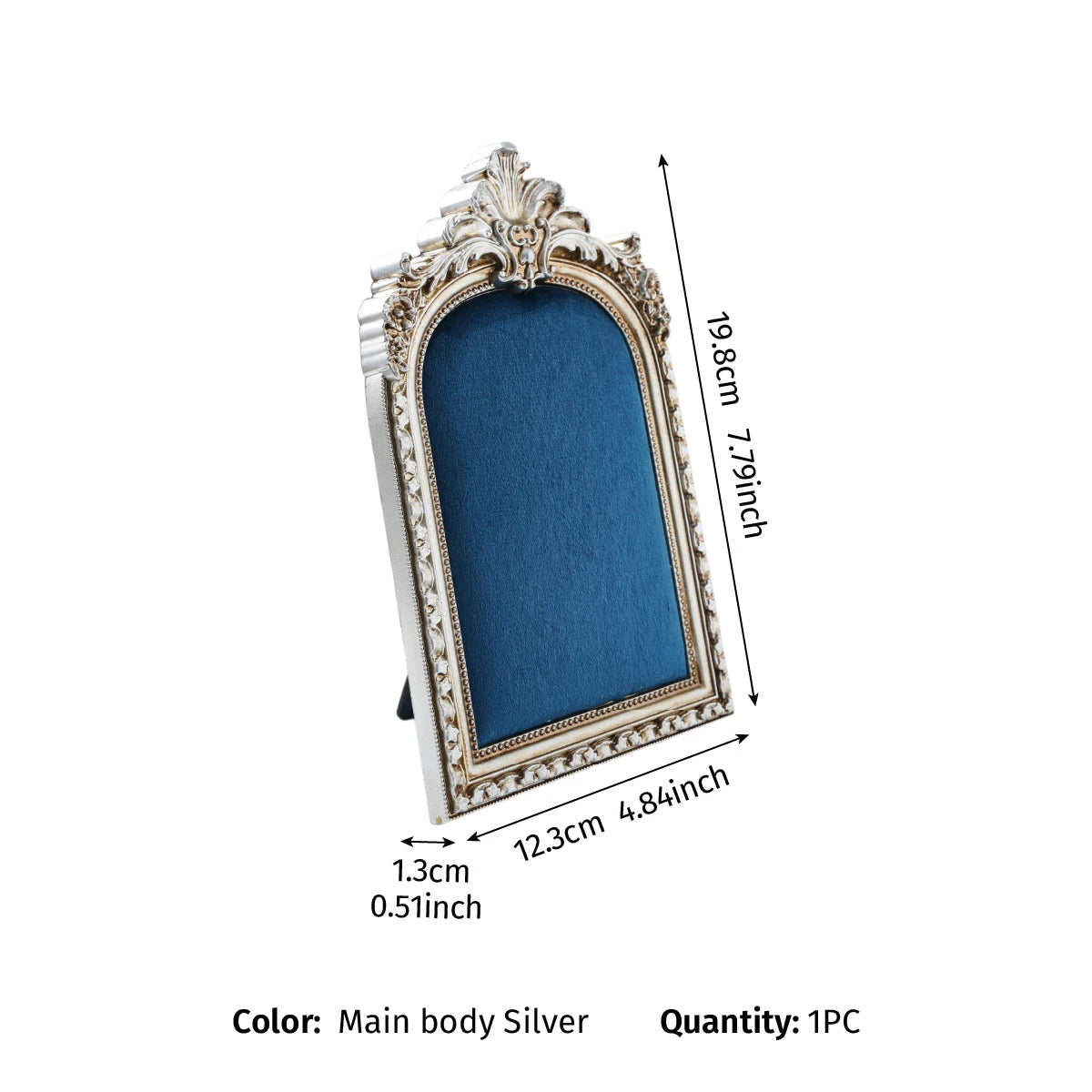European-Style Velvet Jewelry Display Stand with Silver-Plated Floral Detail