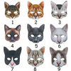 Nueve máscaras de mitad de cara de gato de diferentes colores y patrones para cosplay de fiesta