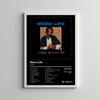 A black and white album cover featuring Drake's portrait with the title More Life on a canvas print.