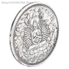 Silver-toned medallion featuring a seated Buddha figure with multiple arms and religious symbols.