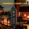 A black remote controller for a dimmable candle warmer lamp, featuring timer, brightness adjustment, and a switch light.