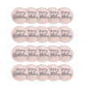 A set of thirty mirror acrylic happy birthday cake toppers in a light pink color.