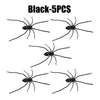 Five black realistic spider magnets for fridge decoration or pranks