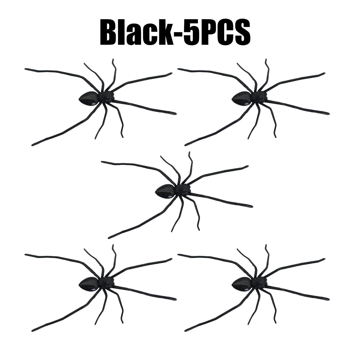 Five black realistic spider magnets for fridge decoration or pranks
