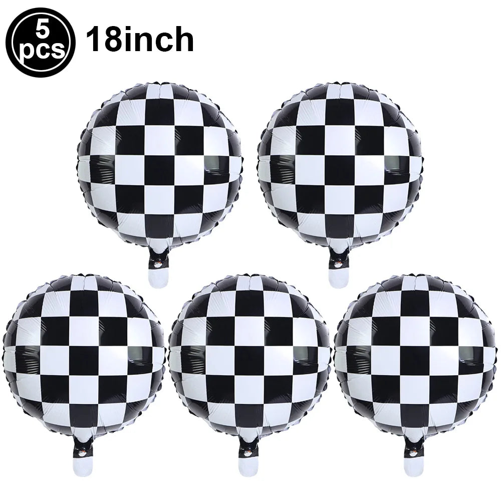 Race Car Birthday Party Balloon Decoration Set with Traffic Lights, Cones & Checkered Flags