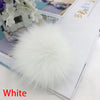 Pompon en fausse fourrure blanche, boule de cheveux, sur fond blanc.