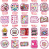 A collection of pink glitter acrylic charms featuring various nurse and medical themes for DIY crafts.