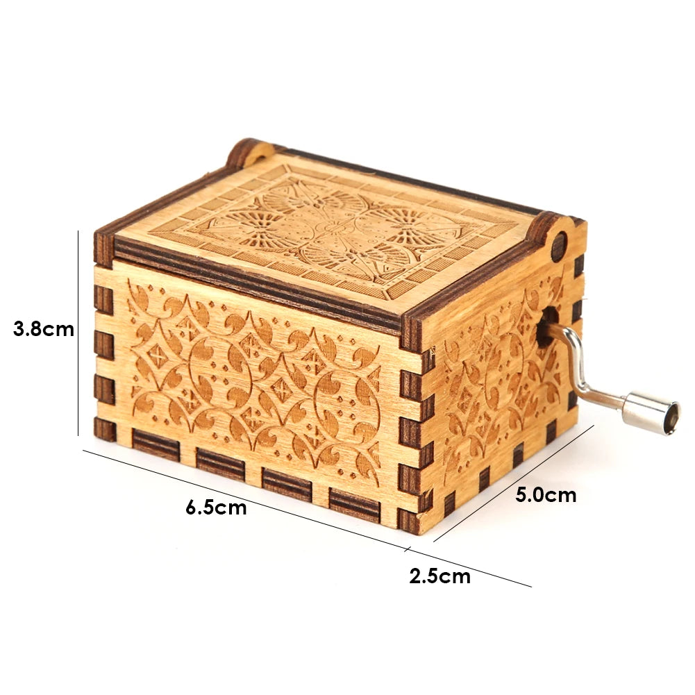 Retro Hand-Cranked Wooden Music Box