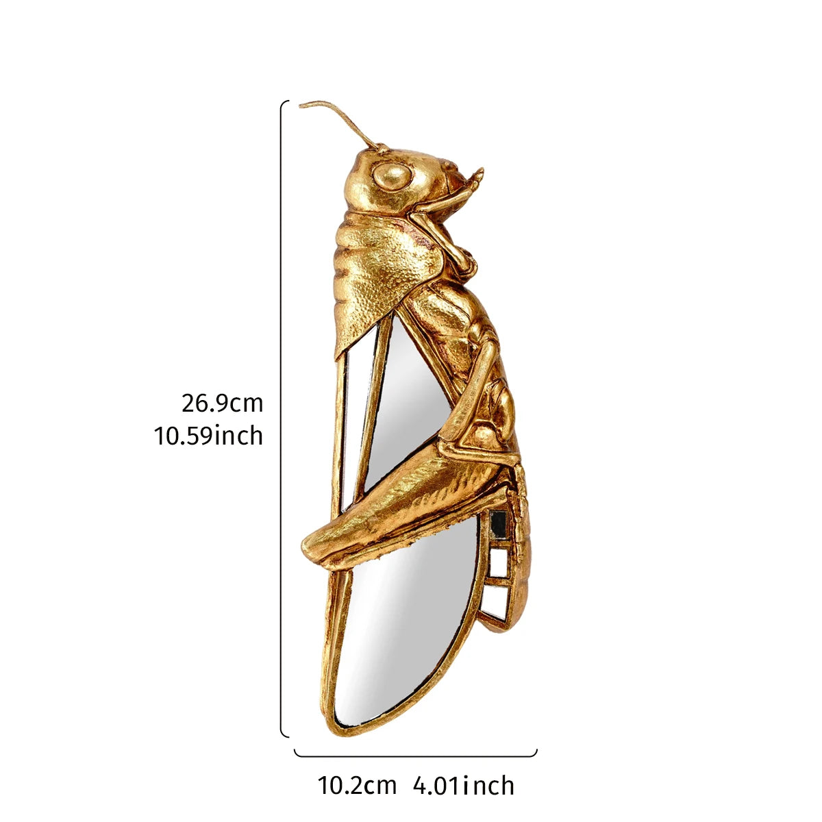 Gold resin animal wall hanging decor featuring a detailed golden animal figure and a reflective plate.