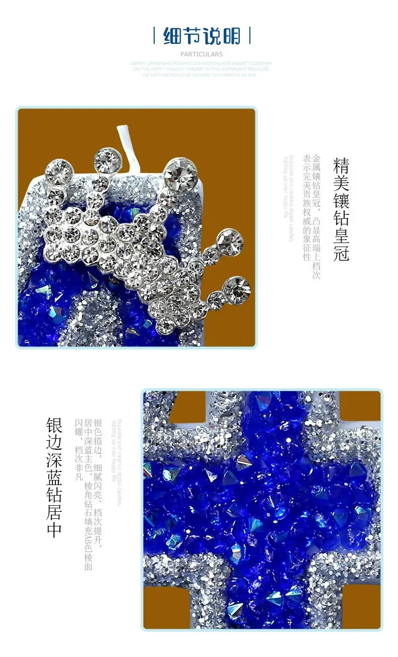 Blue Crown Number Birthday Candle