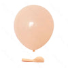 A single, round, pale peach latex balloon is shown against a white background.