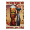 Vintage rusty cola metal wall sign featuring a woman and text that reads We Can Nuke It.