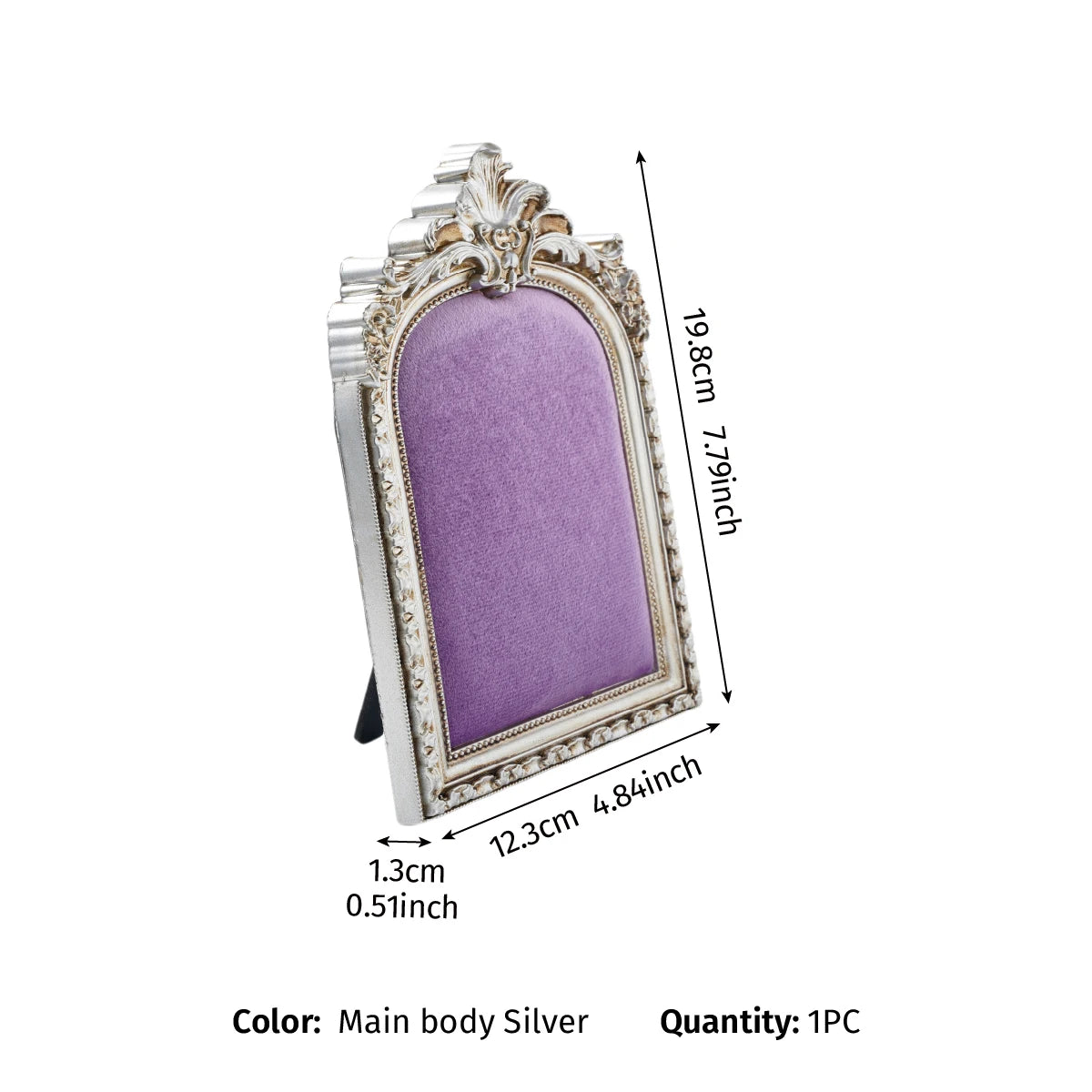 European-Style Velvet Jewelry Display Stand with Silver-Plated Floral Detail