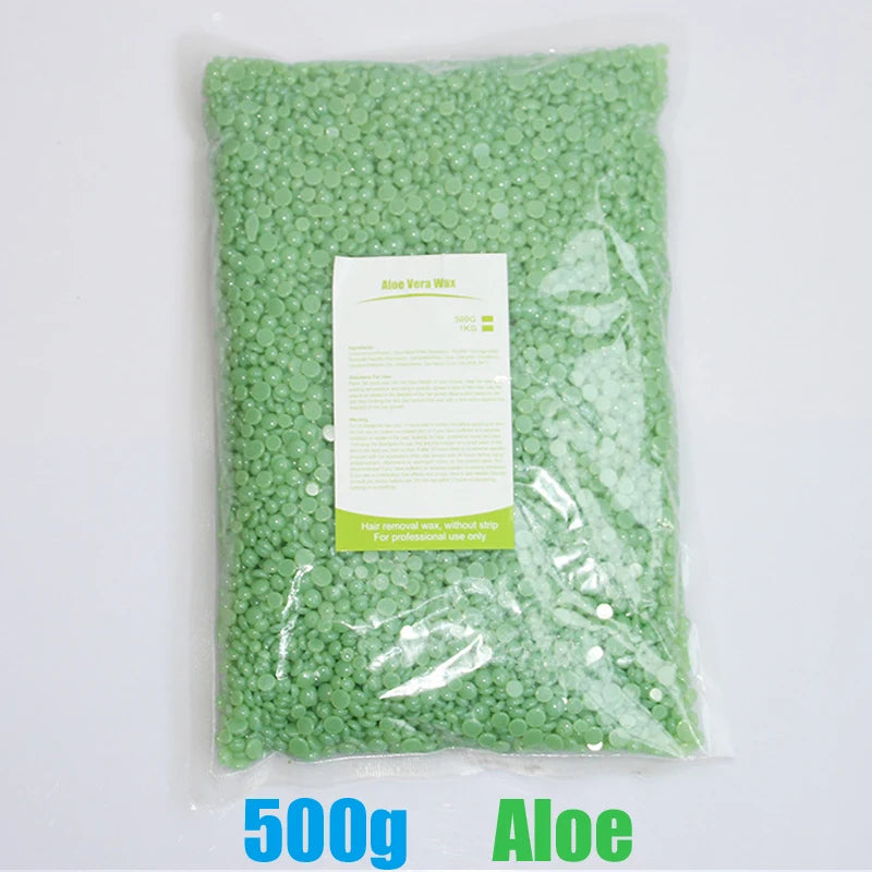 A bag of 500g Aloe Vera wax beans for professional body hair removal