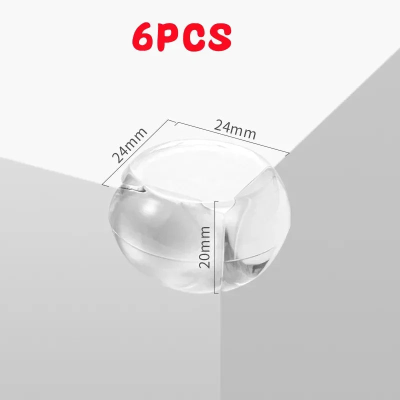 Six soft silicone corner protectors for baby safety, shown in a top-down view.