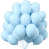A bunch of light blue latex balloons tied together for party decor
