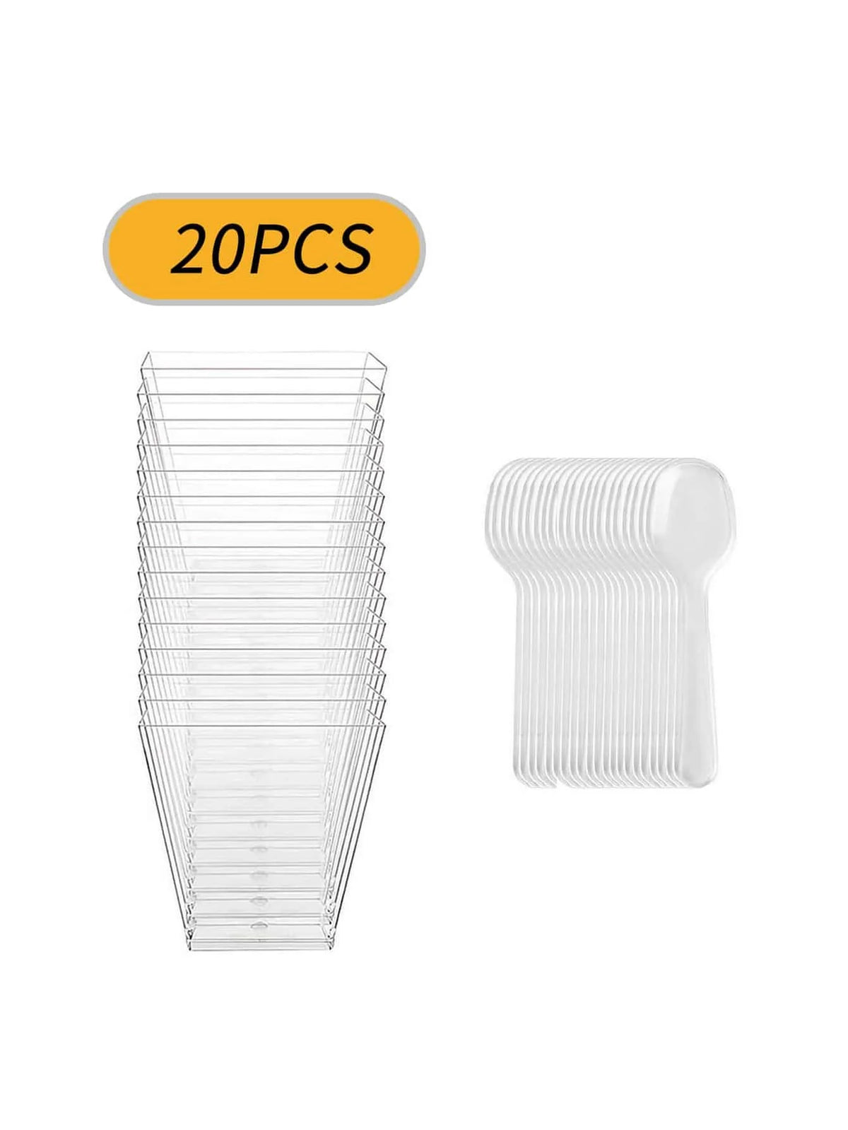 Clear Plastic Mini Dessert Cups with Spoons – Square Parfait & Appetizer Bowls for Parties