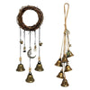 A set of two handmade brass witch bells with long chains for door knobs.