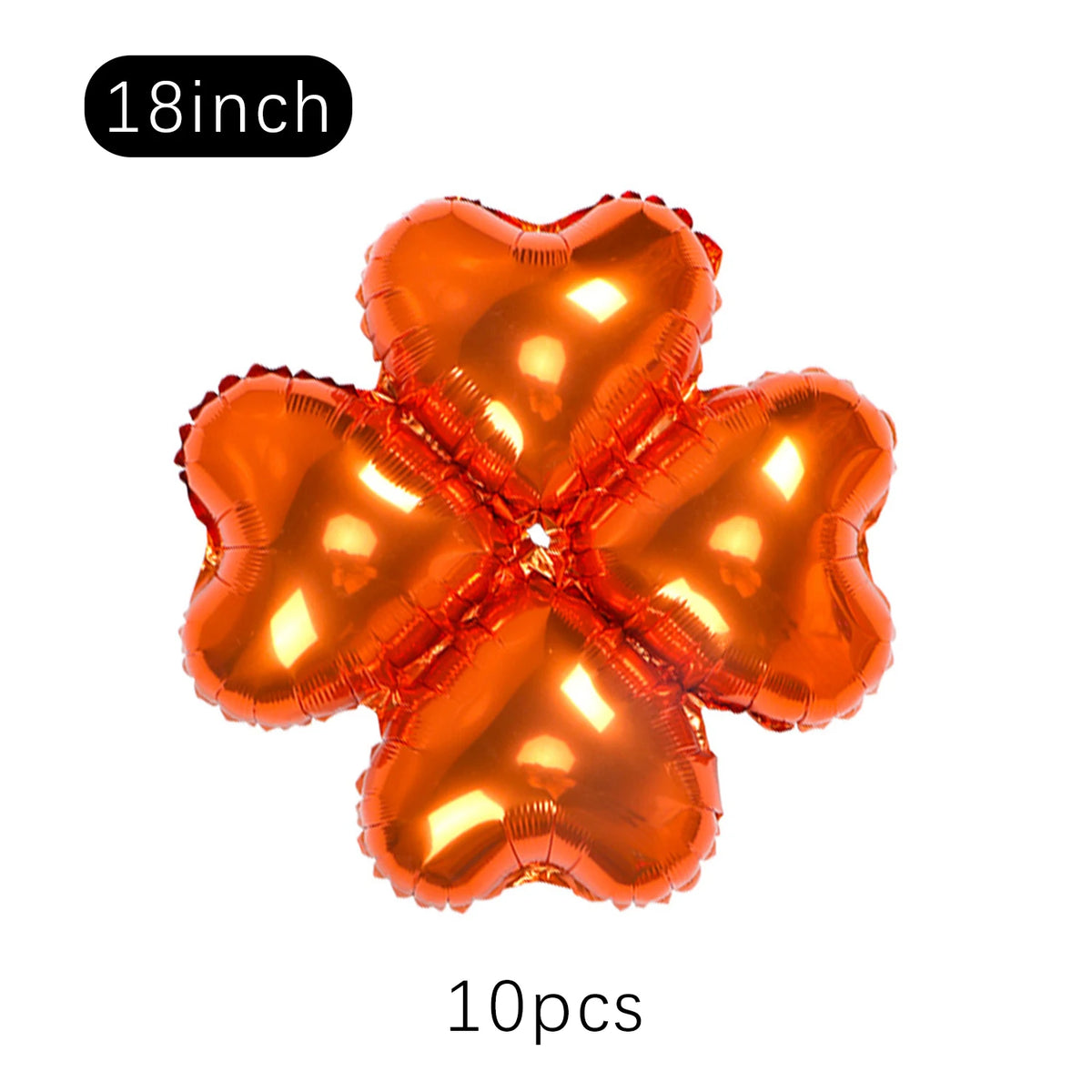 A set of ten orange heart-shaped foil balloons, 18 inches each, for party decoration.