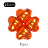 A set of ten orange heart-shaped foil balloons, 18 inches each, for party decoration.