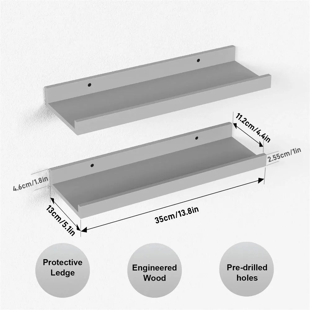 Two pieces of protective ledge engineered wood with pre-drilled holes shown from above.