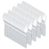 A stack of 100 disposable plastic silverware pieces in silver color.