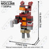 A red and orange building block model of a fox character, measuring 15.8cm tall.