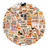 A collection of colorful graffiti stickers featuring cute ghost and book designs for an autumn theme.