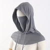 A gray breathable full head UV protection mask is shown on a mannequin.